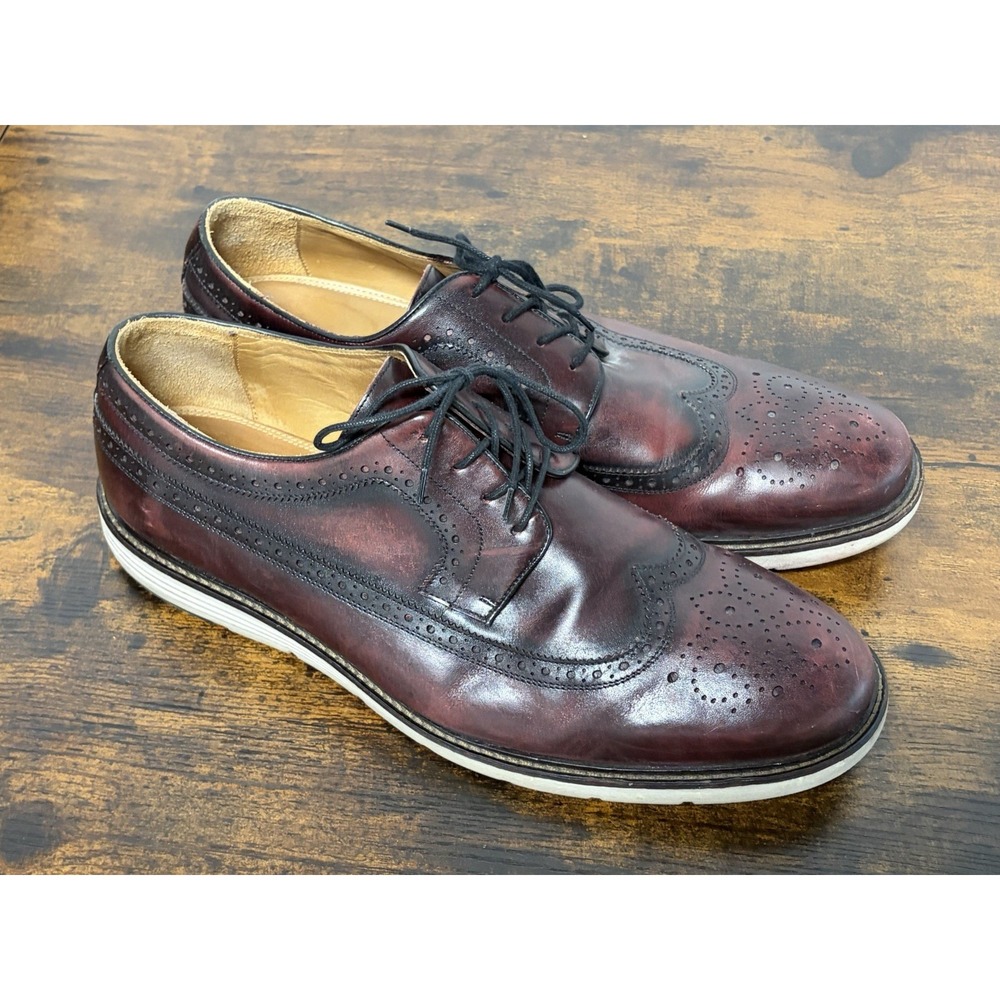 Belvedere Leandro Derby Shoes Sz 14 Men Wingtip Mahogany Brown Red Dress Leather